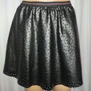 Epic Threads black faux leather mini skirt with star cutouts size L